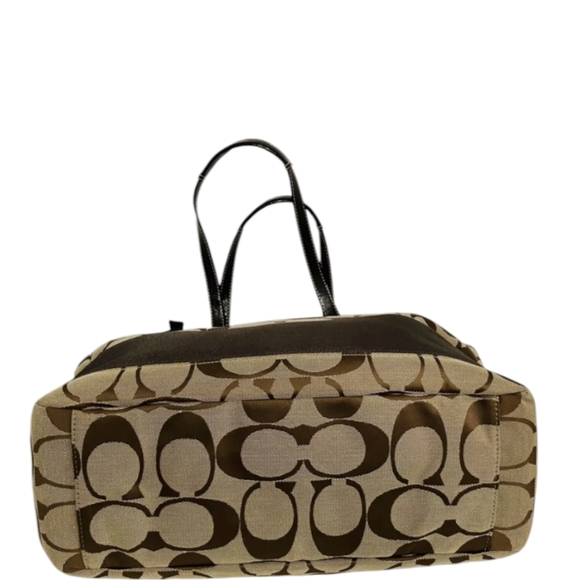 Coach F19202 Signature, Brown & Tan Monogram Canvas Large Diaper Bag / Tote - Picture 4 of 6